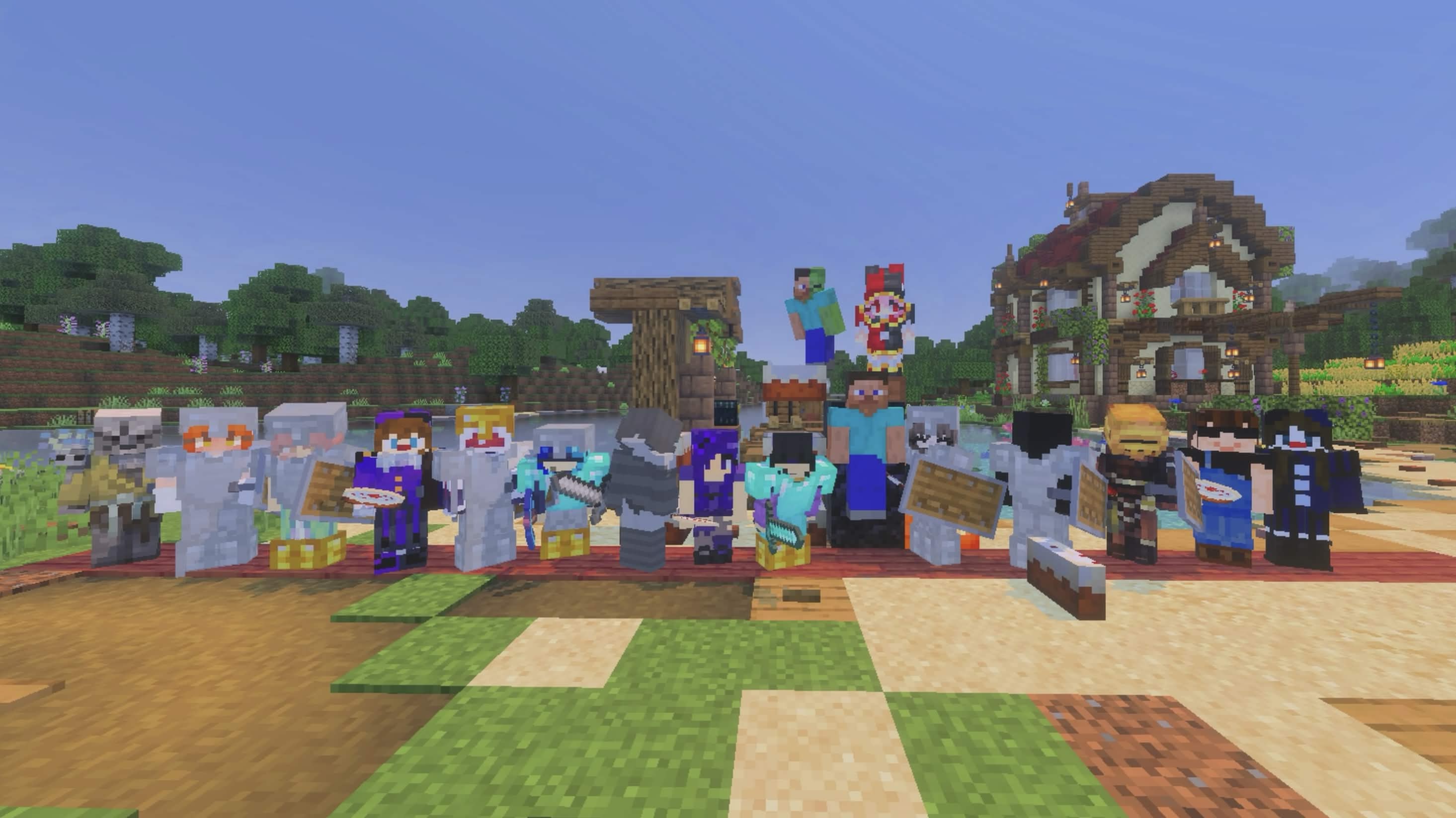 Evermore players gathered together for a group photo outside a shared house